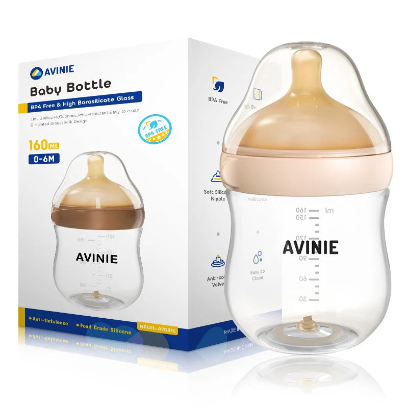 Baby Nursing Bottle | 160/240ML Glass, BPA-Free, Anti-Colic & Safe