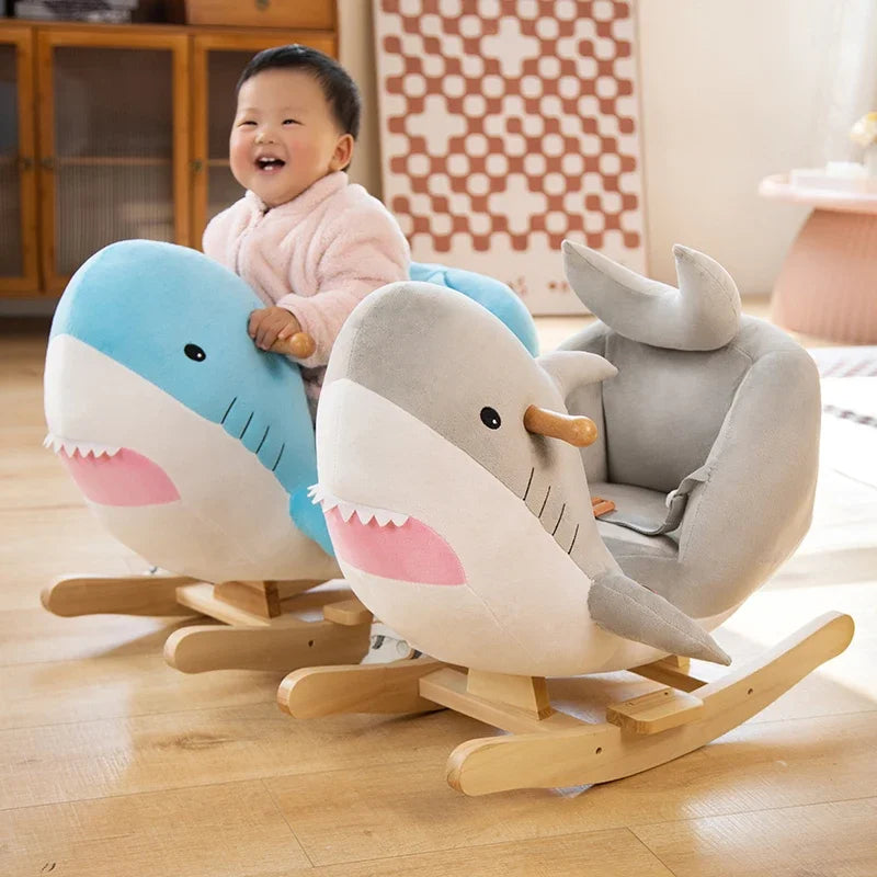 Blue Castle Cute Shark Rocking Children Chair with  Perfect for Baby and Toddler,Can Play Chinese Version Music/tell Stories