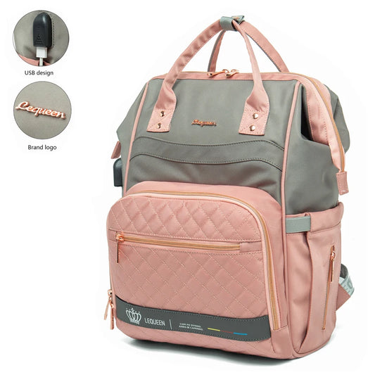 LEQUEEN Stroller Baby Bag – Large Capacity Diaper Backpack for Moms