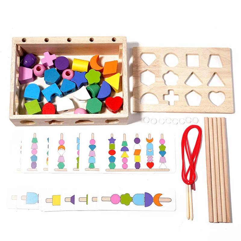 Boîte à puzzle en bois Montessori – Jeu d'association de couleurs et de formes pour enfants