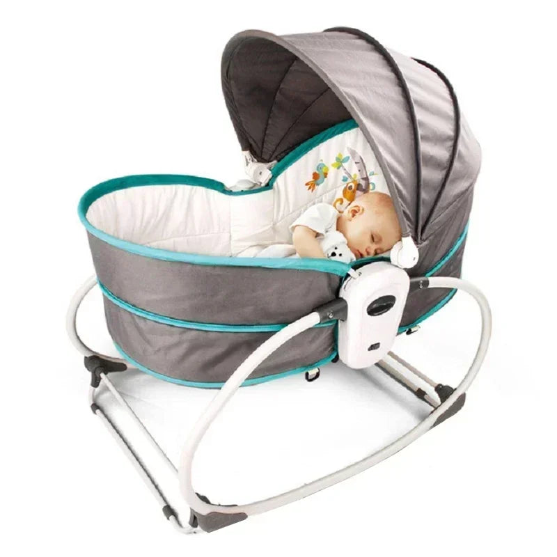Baby Cradle Baby Rocking Chair for Newborns 0-3 Years Old Baby Soothing Bed Swing Bed 5 in 1 Music Vibrating Tent Rocking Bed