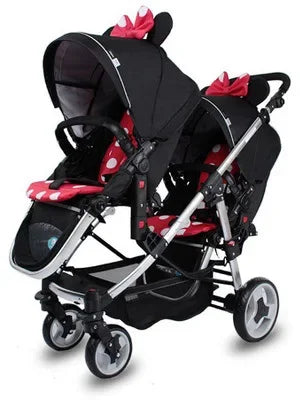 Foldable Twin High-View Stroller – Sit or Lie Down, Double Multifunction