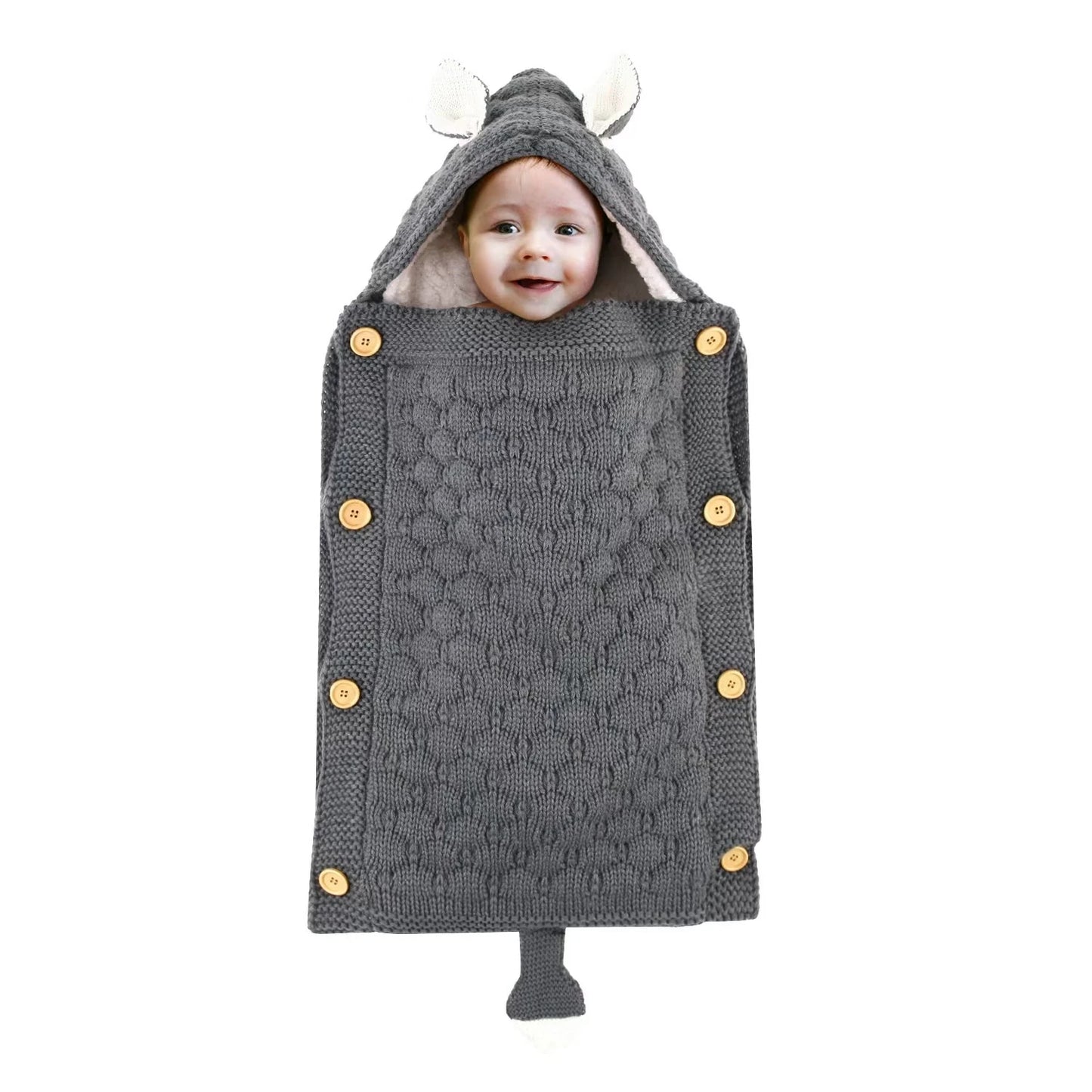 1pc Knit Swaddle Blanket Baby Unisex Double Layer Knitted Swaddle Blanket Keeping Babies Warm In Autumn/Winter
