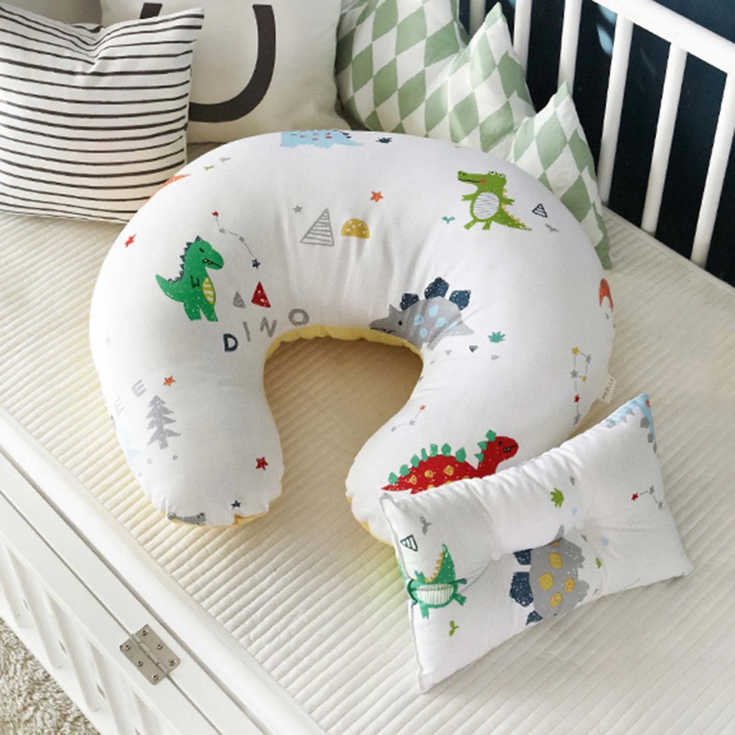U-Shaped Baby Nursing & Feeding Cushion Waist Support for Breastfeeding Breathable Fabric Ergonomic Shape Nursing Cushion