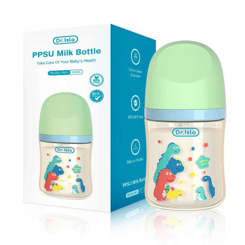1PCS 160/240ML PPSU Baby Bottle Double Handle Infant Drop-proof Baby Wide-caliber Milk Bottle Newborn Feeding Bottle BPA Free