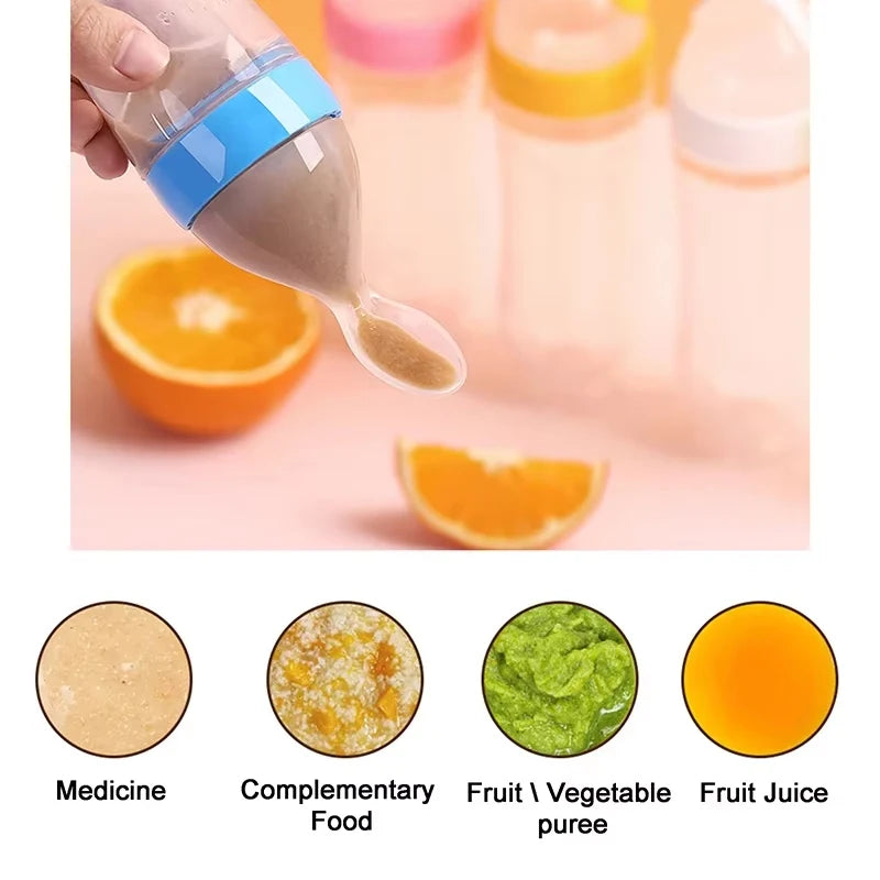 Baby Feeding Bottle With Spoon Rice Cereal Bottle Spoon Milk Bottle Baby Training Feeder Food Supplement Food Spoon Baby Bottles