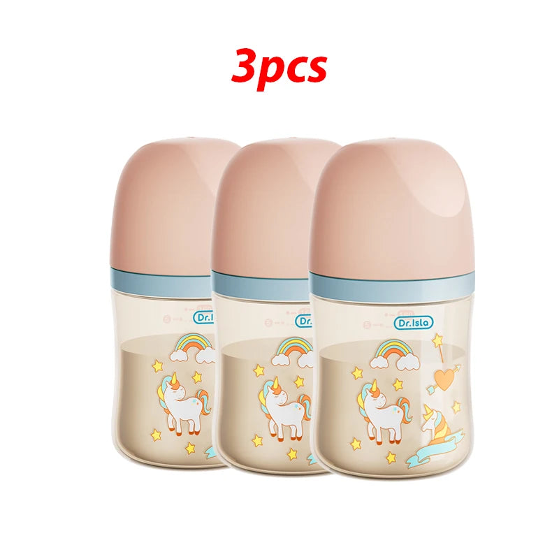 3PCS 160/240ML PPSU Baby Bottle Double Handle Infant Drop-proof Baby Wide-caliber Milk Bottle Newborn Feeding Bottle BPA Free