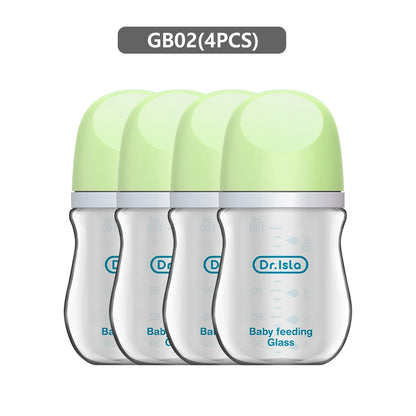 4PCS Newborn Glass Bottles 90/160ML Anti-Choke Baby Bottle Anti-flatulence Milk Feeding Bottles Infant BPA Free 0-6Month