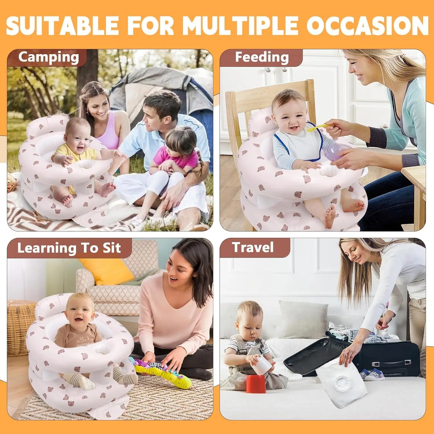 Inflatable Baby Seat – Portable Toddler Chair with Built-in Pump