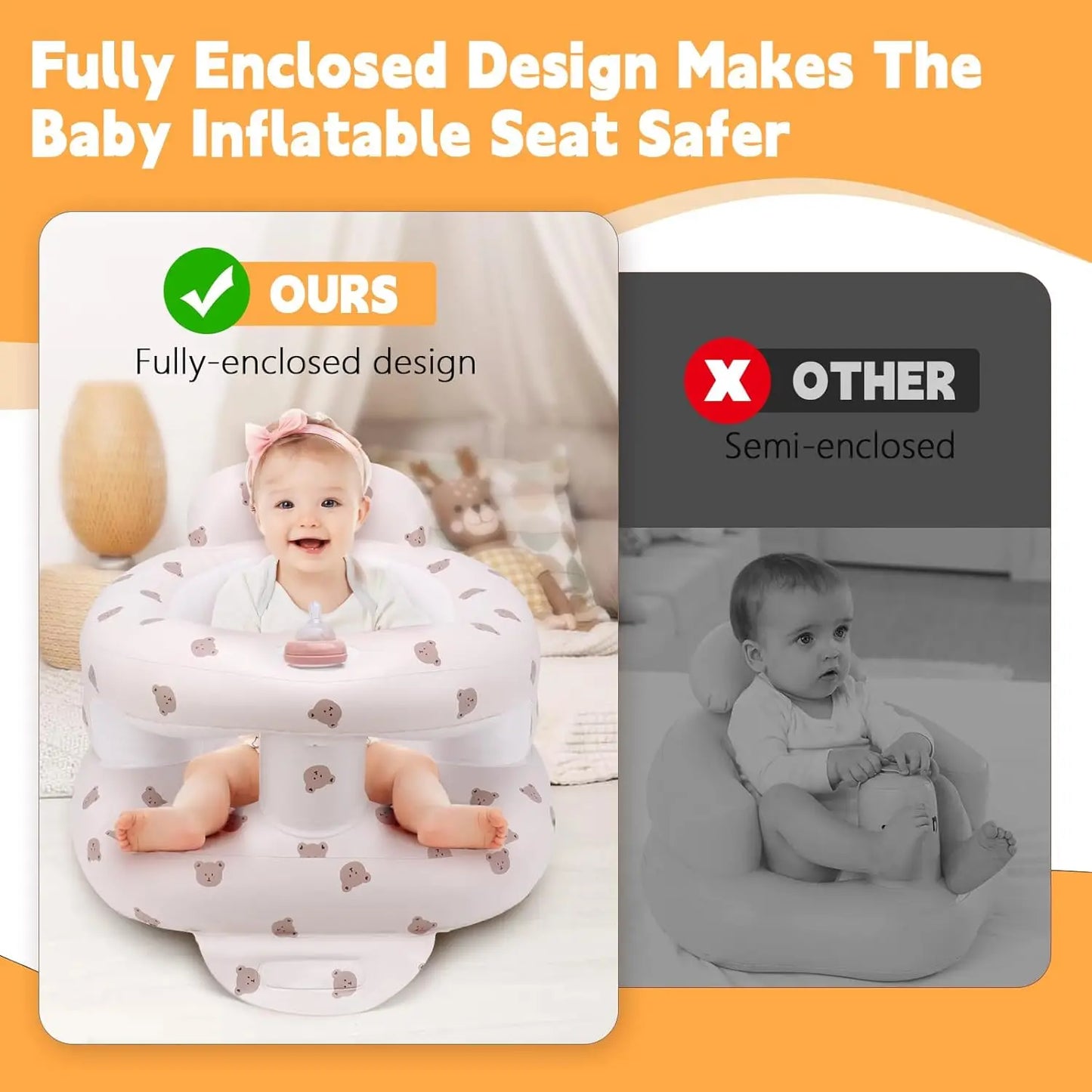 Inflatable Baby Seat – Portable Toddler Chair with Built-in Pump