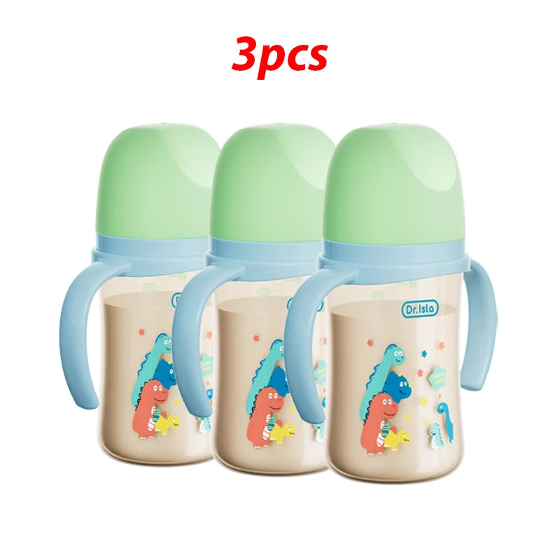 3PCS 160/240ML PPSU Baby Bottle Double Handle Infant Drop-proof Baby Wide-caliber Milk Bottle Newborn Feeding Bottle BPA Free