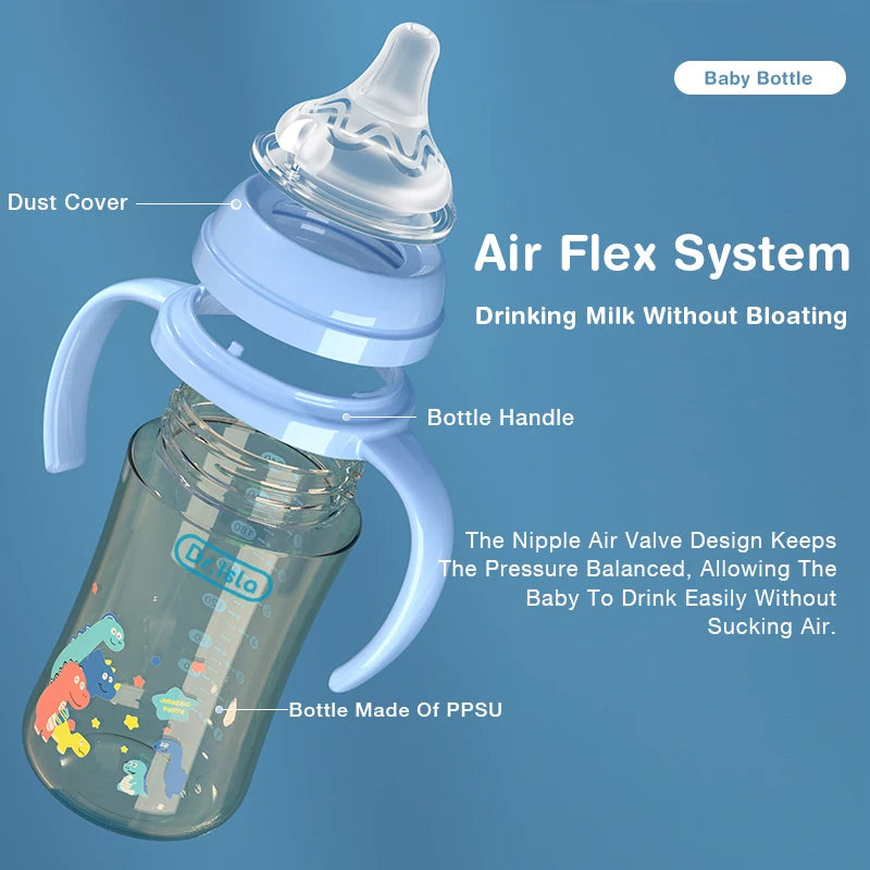 3PCS 160/240ML PPSU Baby Bottle Double Handle Infant Drop-proof Baby Wide-caliber Milk Bottle Newborn Feeding Bottle BPA Free