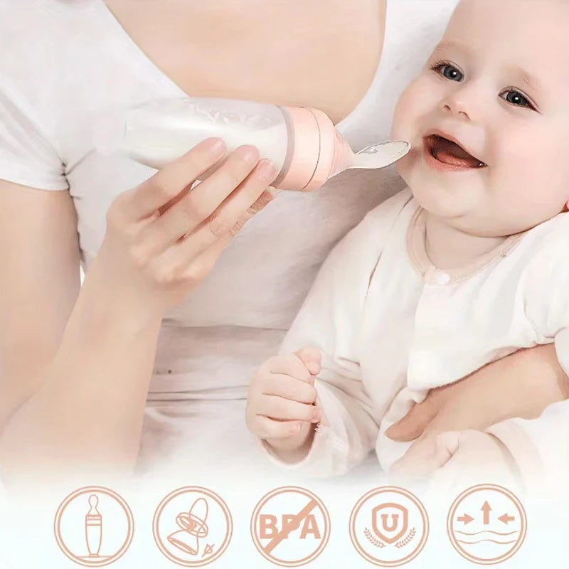 Baby Feeding Bottle With Spoon Rice Cereal Bottle Spoon Milk Bottle Baby Training Feeder Food Supplement Food Spoon Baby Bottles