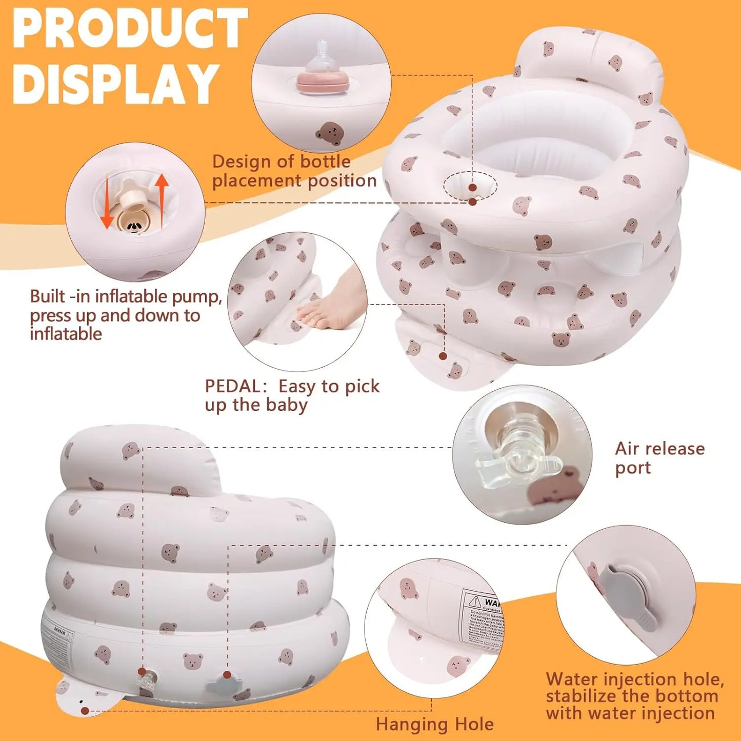 Inflatable Baby Seat – Portable Toddler Chair with Built-in Pump