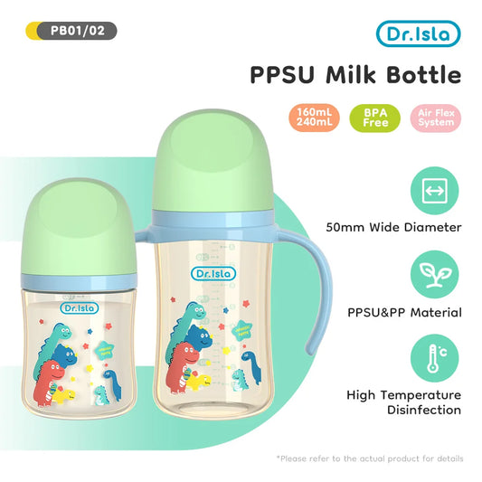 1PCS 160/240ML PPSU Baby Bottle Double Handle Infant Drop-proof Baby Wide-caliber Milk Bottle Newborn Feeding Bottle BPA Free