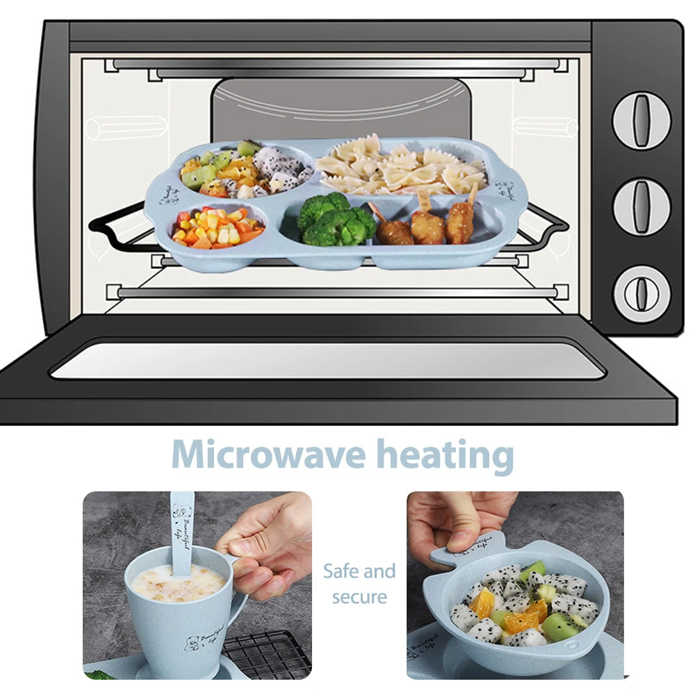 Children’s Feeding Set – Anti-Hot Plates & Utensils Combo
