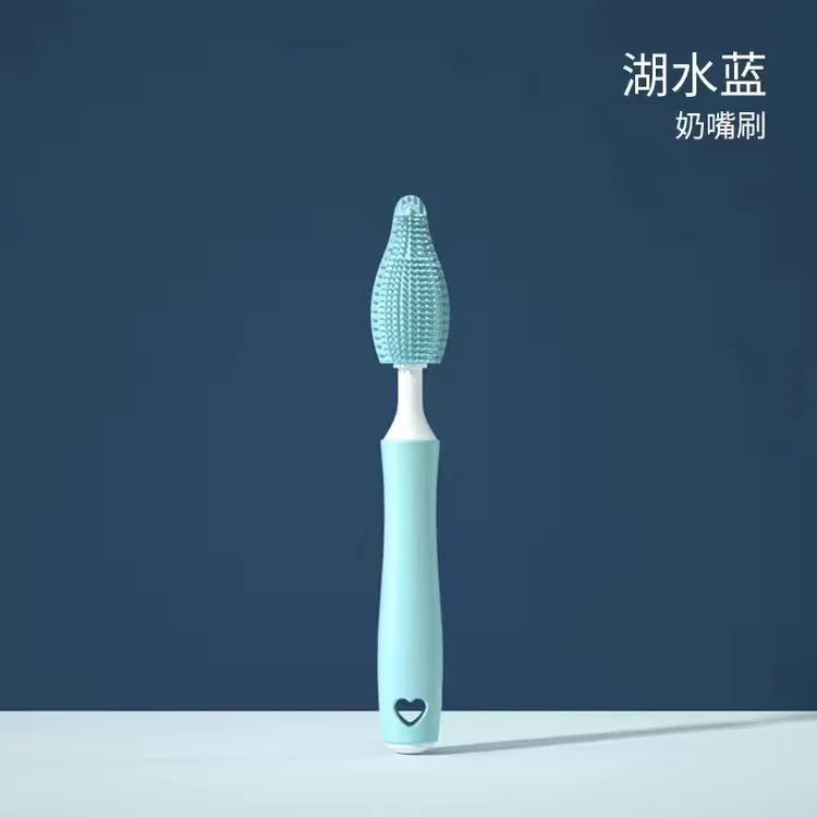 Silicone Bottle Cleaning Brush Baby Pacifier Straw Scrubber Small Brush 360 Degree Glass Cup Washing Kitchen Cleaning Tool Set