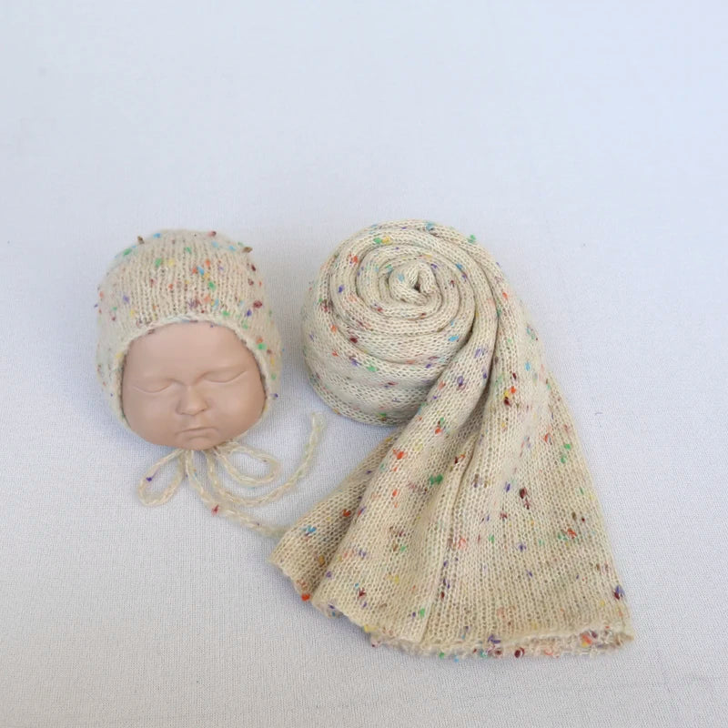 Newborn Knit Mohair Wrap and Bonnet Set Photography Prop