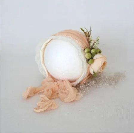 Knitted Flower Bonnet for Newborn Baby Photo Shoot Props