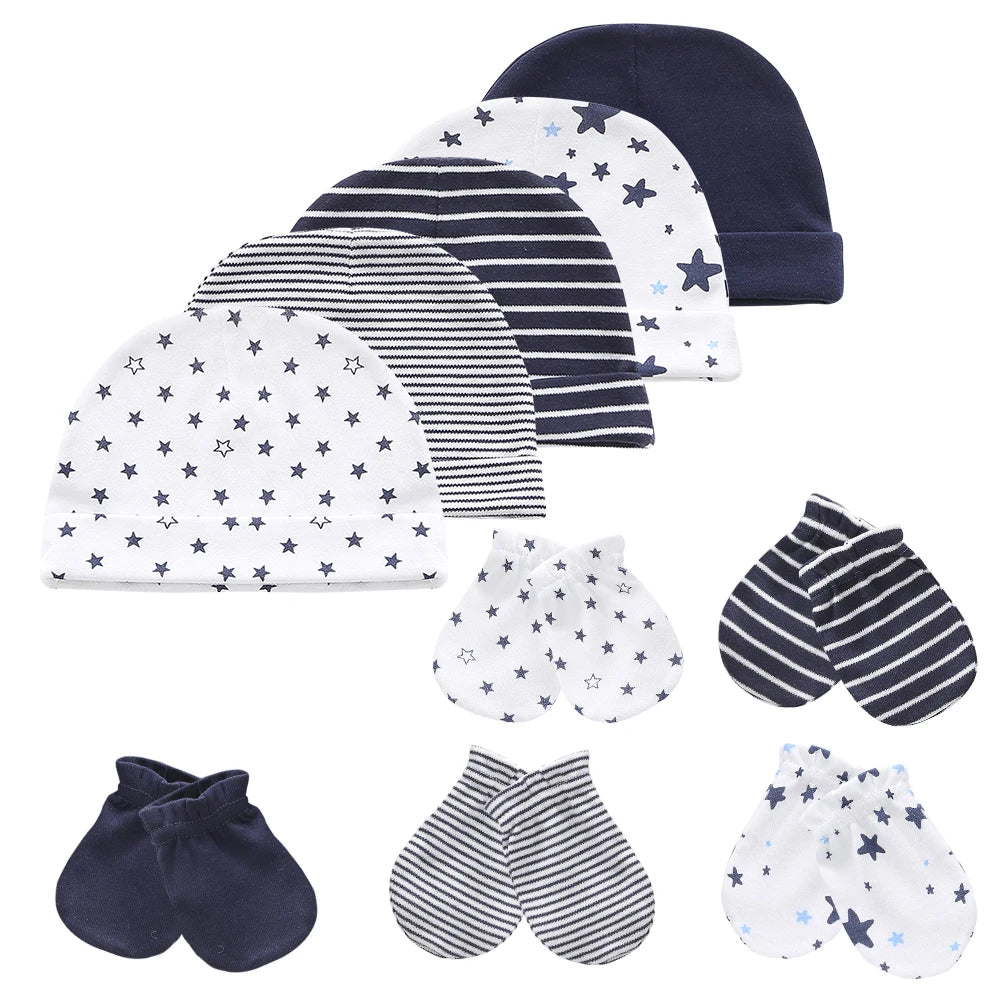 Toddler Baby Hat and Gloves Cotton Accessory Set 0-6M
