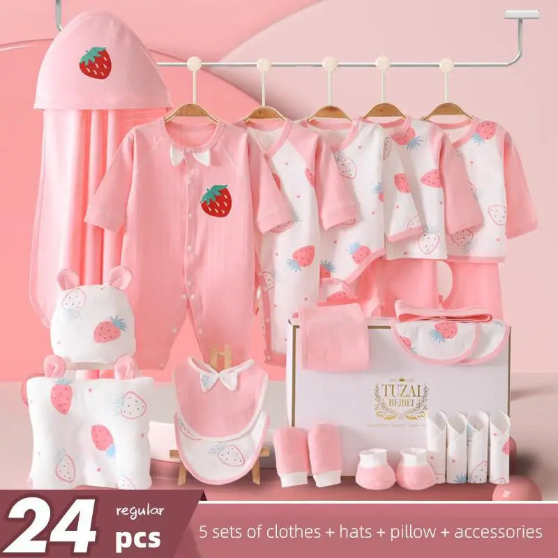 Newborn Baby Clothes Set – 22–24PCS 100% Cotton, 0–6M Unisex Four-Season Outfit