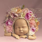 Cute Pink Sunflower Garden Knit Bonnet Baby Girl Photo Prop
