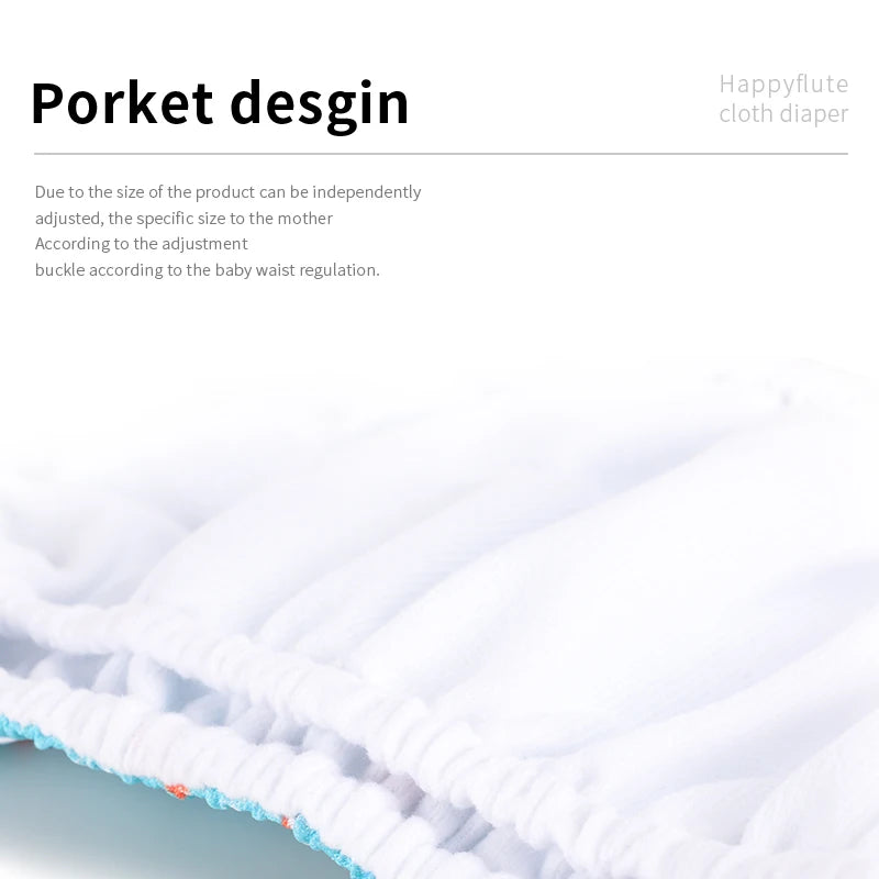 HappyFlute Reusable Diaper Set – 4 OS Pocket Diapers + 8 Inserts