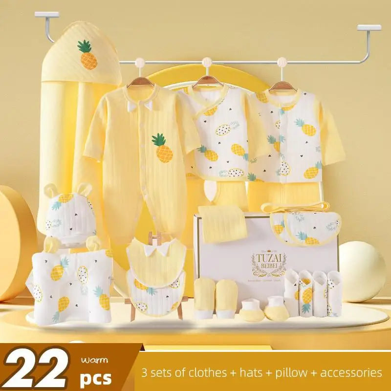 Newborn Baby Clothes Set – 22–24PCS 100% Cotton, 0–6M Unisex Four-Season Outfit
