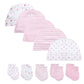 Unisex Cotton Newborn Baby Hat and Gloves Set 10Pieces