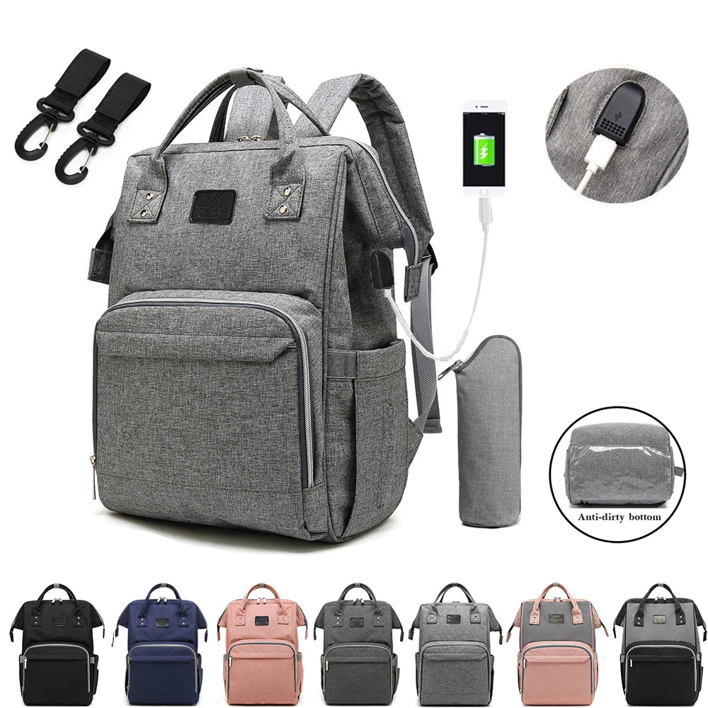 Mauve Mist Diaper Backpack – Nappy Bag with Changing Pad & Stroller Straps