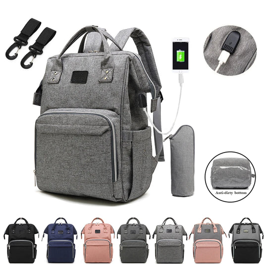 Mauve Mist Diaper Backpack – Nappy Bag with Changing Pad & Stroller Straps