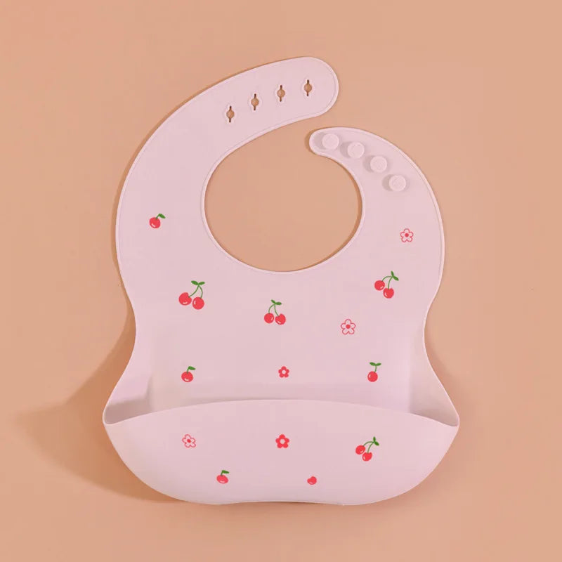 Baby Silicone Bibs Infant Toddler Feeding Saliva Towel Cartoon Adjustable Children Apron with Pocket Baby Waterproof Things