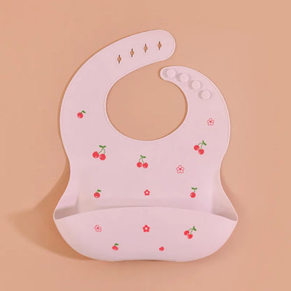 Baby Silicone Bibs Infant Toddler Feeding Saliva Towel Cartoon Adjustable Children Apron with Pocket Baby Waterproof Things