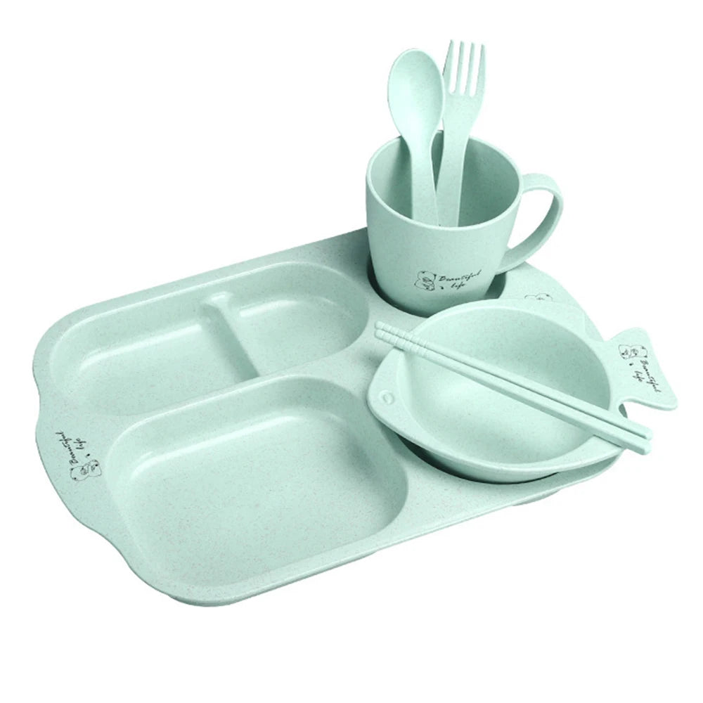 Children’s Feeding Set – Anti-Hot Plates & Utensils Combo