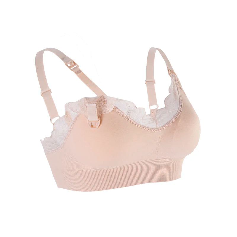 Wireless Front Open Nursing Bra Soft Lace Breathable Seamless Maternity Breastfeeding Bras Maternal Support For Pregnant Women