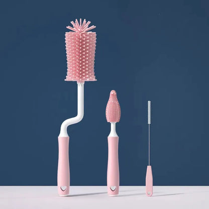 360° Silicone Cleaning Brush Set | Bottle, Pacifier & Straw Scrubber Kit