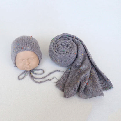 Newborn Knit Mohair Wrap and Bonnet Set Photography Prop
