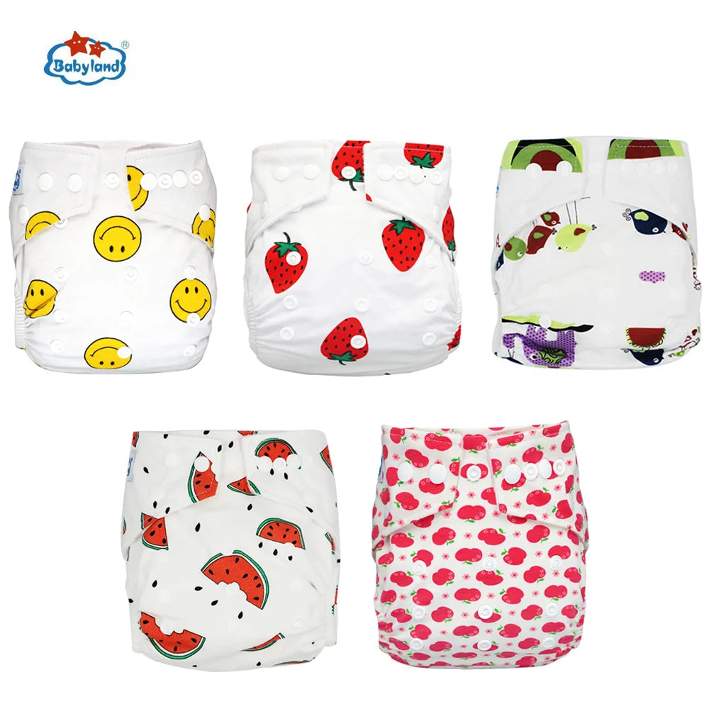 5pcs Babyland Washable Diapers – Eco-Friendly Pocket Nappies (3–15kg)