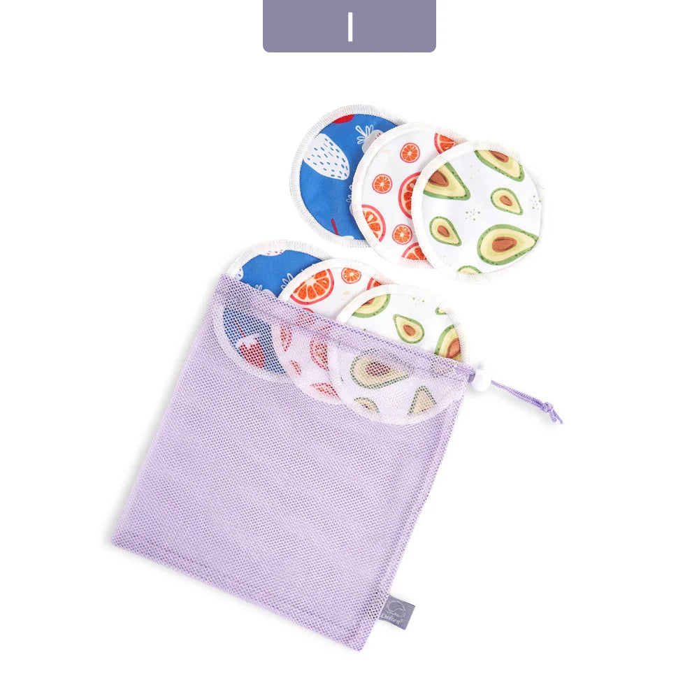 Elinfant 6pc Bamboo Breast Pad Nursing Pads For Mum Waterproof Washable Feeding Pad Bamboo Reusable Breast Pads with Laundry Bag