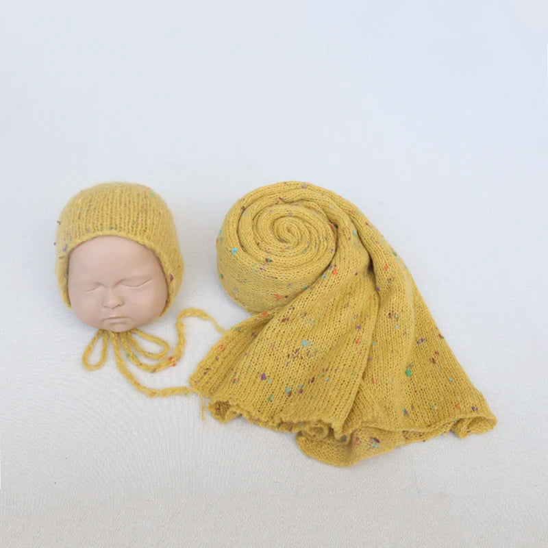 Newborn Knit Mohair Wrap and Bonnet Set Photography Prop