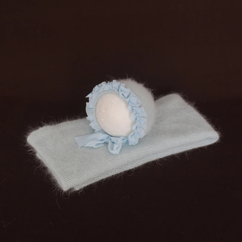 Newborn Knit Mohair Wrap and Bonnet Set Photography Prop