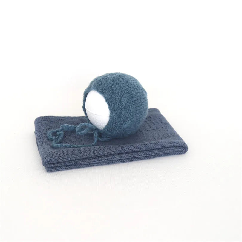 Newborn Knit Mohair Wrap and Bonnet Set Photography Prop
