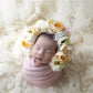 Cute Pink Sunflower Garden Knit Bonnet Baby Girl Photo Prop