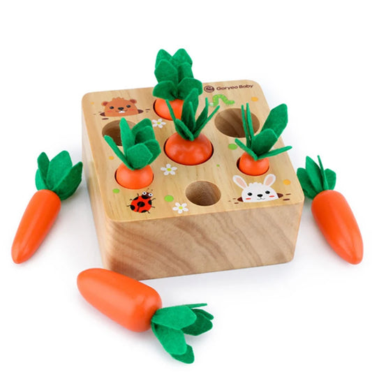 Montessori Toy Set Baby Wooden Pull Carrot Shape Matching Size Cognition Kids Early Education Puzzle Sensory Toy For Children