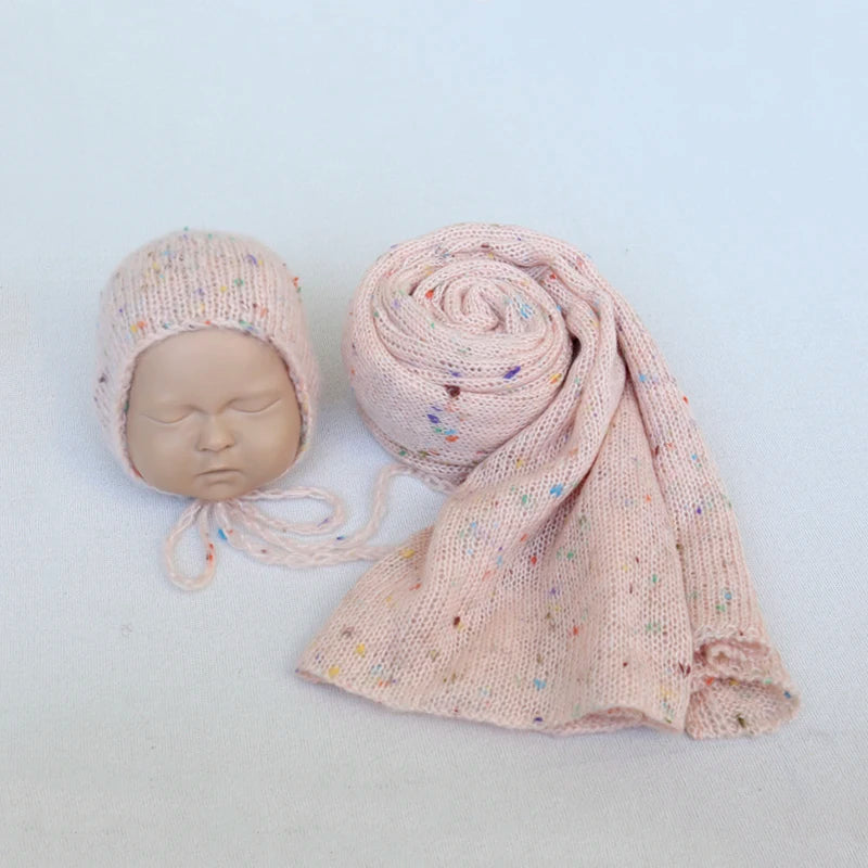 Newborn Knit Mohair Wrap and Bonnet Set Photography Prop