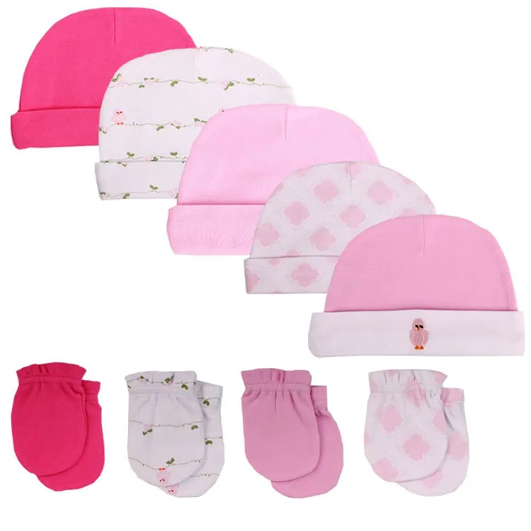 Toddler Baby Hat and Gloves Cotton Accessory Set 0-6M