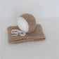 Vintage Newborn Knit Wrap and Bonnet Set for Photography Props