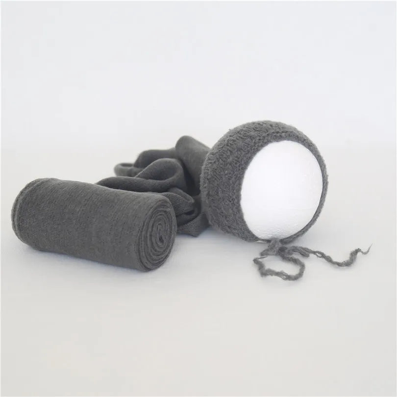 Newborn Knit Mohair Wrap and Bonnet Set Photography Prop