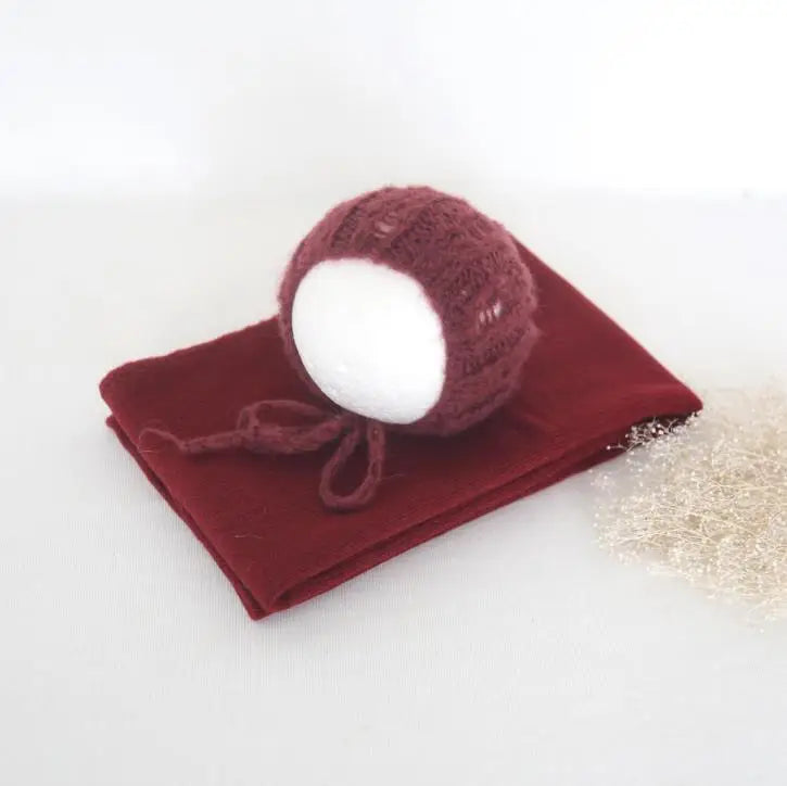 Newborn Knit Mohair Wrap and Bonnet Set Photography Prop