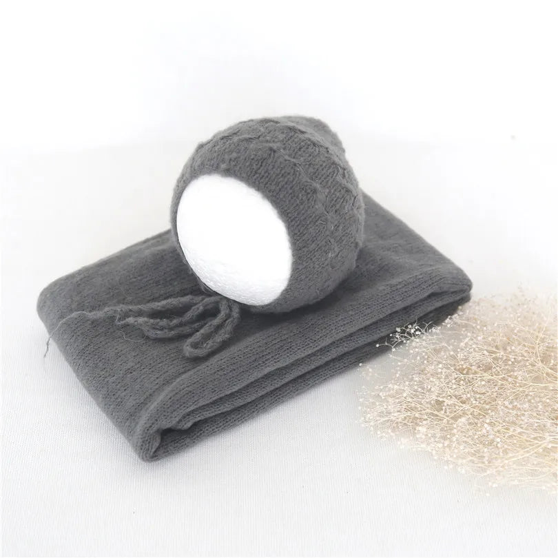 Color Dots Mohair Wrap Bonnet Set Baby Photo Prop